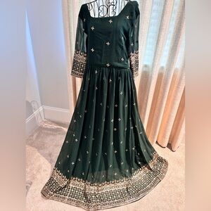 Elegant Green Embroidered Anarkali Dress